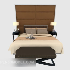 Neo-classical Wood Double Bed 3d model