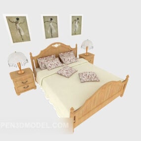 Simple Design Home Double Bed 3d model