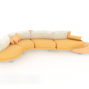 Yellow Fabric Large Sofa 3d model