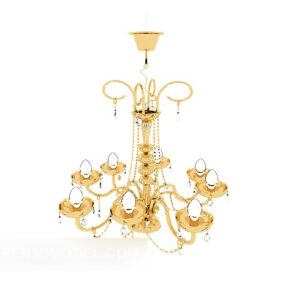 European Luxury Golden Chandelier 3d-malli