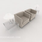 Сірий одномісний диван зі скляним сервізним столом