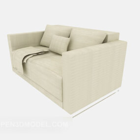 Simple Double Sofa Beige Color 3d model