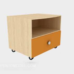 Simple Bedside Table Wood 3d model