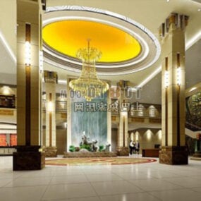 Model 3d Dekorasi Plafon Bulat Aula Hotel