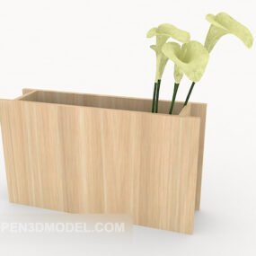 简单的装饰桌与盆栽植物3d模型