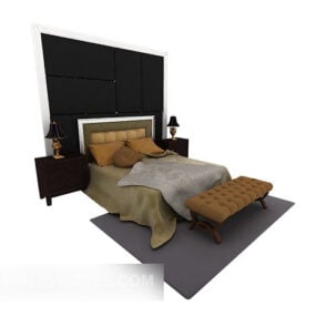 Europejskie nowoczesne łóżko podwójne w domu Model 3D