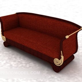 3д модель европейского классического дивана из красной ткани