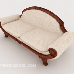 Simple Beige Home Sofa 3d model