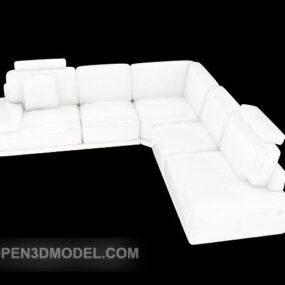 White Simple Multi-seaters Sofa 3d model
