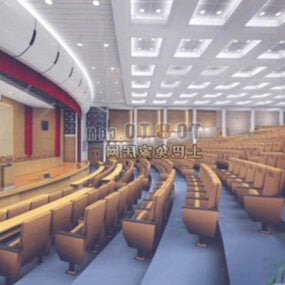Suuren konferenssikeskuksen salin sisätilojen 3d-malli