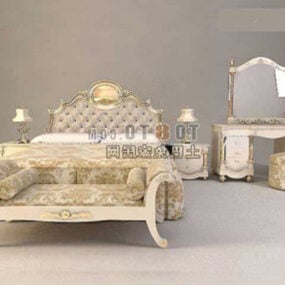 European Style Double Bed 3d model