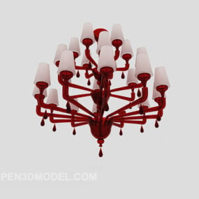 Classic Home Chandelier Red Color 3d model