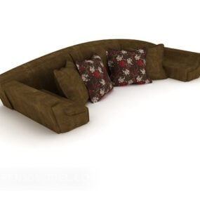 Home Lazy Sofa דגם תלת מימד חום עור