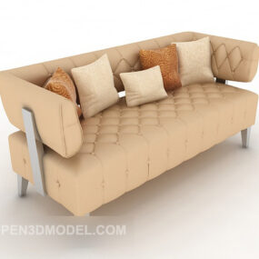 نموذج ثلاثي الأبعاد لأريكة منزلية متعددة الأشخاص مصنوعة من قماش فاتح اللون