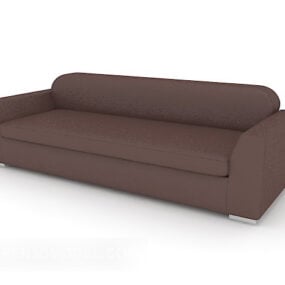 Sofa da đơn giản màu nâu mẫu 3d