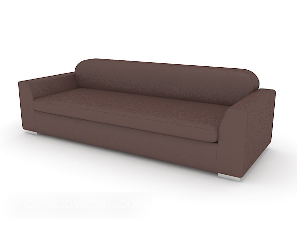 Простой кожаный диван коричневого цвета