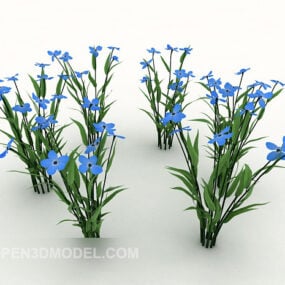 Model 3d Bunga Tumbuhan Biru Taman