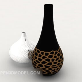 Black White Vase Modern Decor 3D-malli