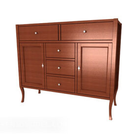 Modern Brown Side Cabinet Red Wood 3d model