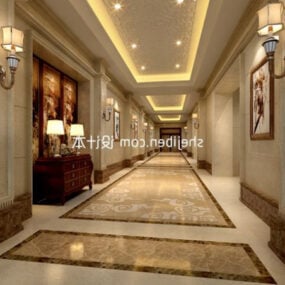 Modern Design Hotel Lobby Interiør 3d-modell