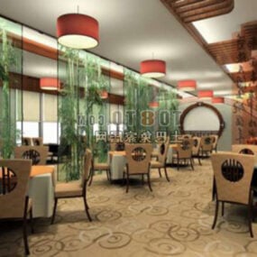 Green Restaurant Interior Eco Design 3d model