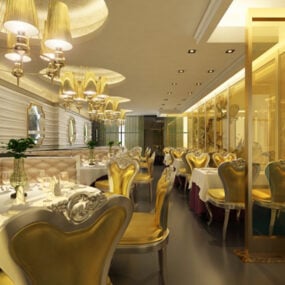 Model 3d Interior Dekorasi Restoran Gaya Eropa