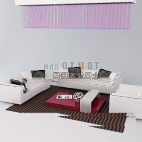 3d модель сучасного білого диванного гарнітура