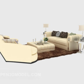 European Sofa Coffee Table Full Set 3d model