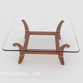 Prosty minimalistyczny szklany stolik kawowy Model 3D