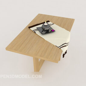طاولة قهوة خشب رماد بسيطة نموذج ثلاثي الأبعاد