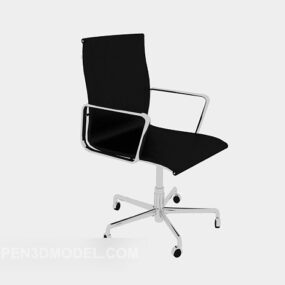 Black Leather Office Staff Chair 3d model