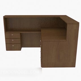 Einfacher Schreibtisch aus Massivholz in L-Form 3D-Modell