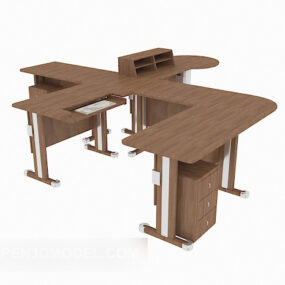 Escritorio de oficina de madera maciza modelo 3d modular