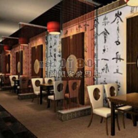 3д модель китайского ресторана в современном дизайне