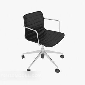 Cadeira de escritório simples em couro preto modelo 3d
