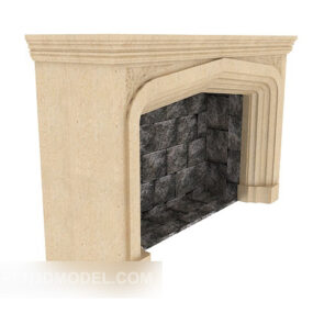 European Stone Home Fireplace 3d model