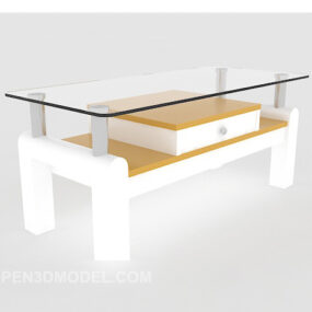 3д модель простого прямоугольного стеклянного журнального столика