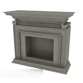 Grey Stone Fireplace Furniture 3d model