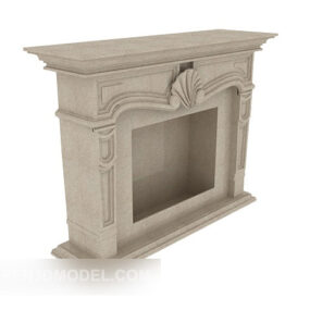 Brown Stone Home Fireplace 3d model