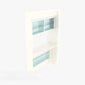 White Mdf Wood Display Cabinet 3d model