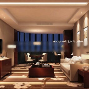 Hotelový pokoj v běžném stylu 3D modelu