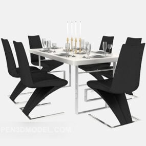 Modern Minimalist Home Dining Table V1 3d model