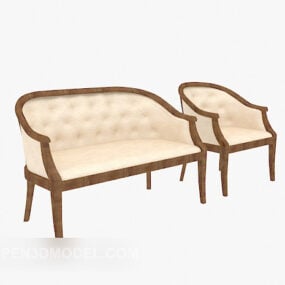 Simple Double Sofa Elegant Design 3d model
