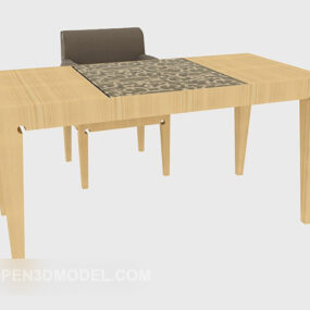 Solid Wood Desk With Chair 3d model
