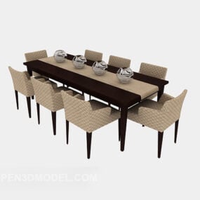 Modelo 3D de mesa de jantar grande estilo moderno