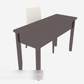 Modern Minimalist Desk Dark Wood 3d model
