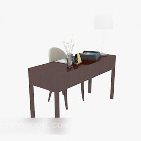 Mahogany Work Desk Modern Style 3d model