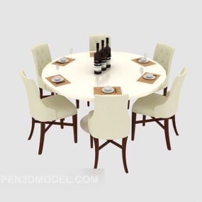 Home Round Dining Table Chair 3d model