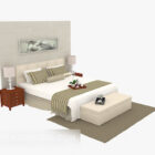 Modern Home Double Bed Beige Color