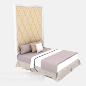 Prosty model podwójnego łóżka z litego drewna 3D